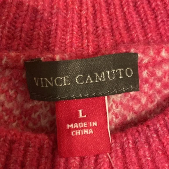 Vince Camuto Fuchsia and White Heart Sweater - Picture 3 of 8
